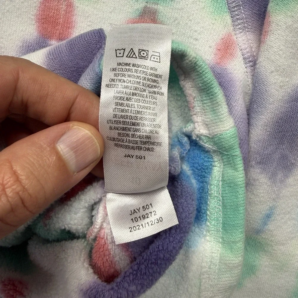 Hatley Girls Seaside Tie‎ Dye Hoodie Size 10 Heart Patch Fleece Pullover